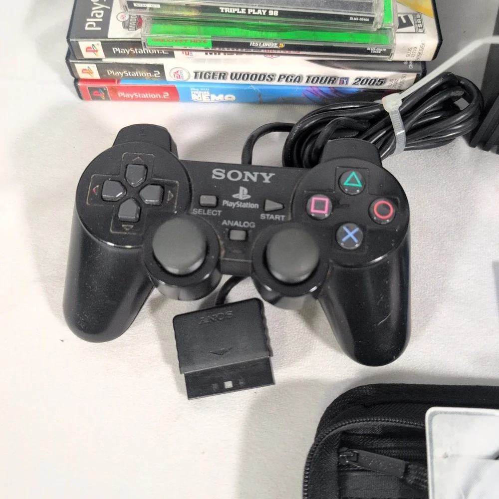 Sony PlayStation 2 PS2 Fat SCPH-39001 Console OEM Black Controller 11 Games